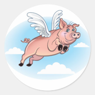 Wenn Schweine fliegen, passiert Spaß Runder Aufkleber