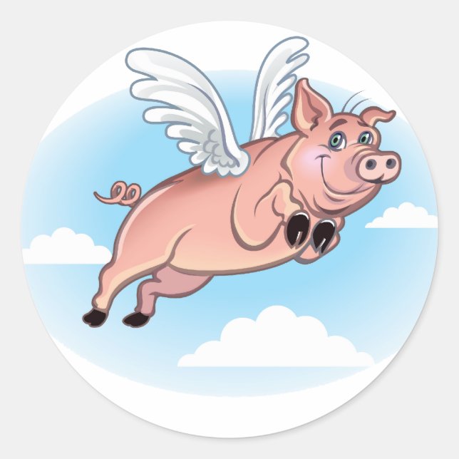 Wenn Schweine fliegen, passiert Spaß Runder Aufkleber (Vorderseite)