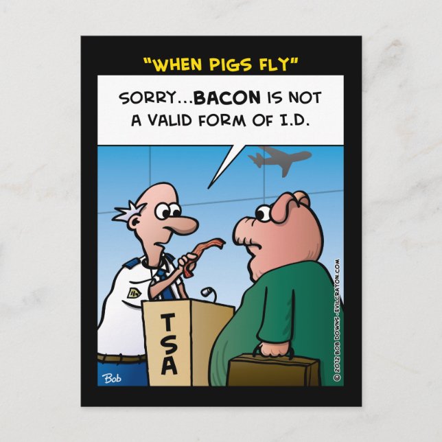 "Wenn Schweine fliegen " Postkarte (Vorderseite)