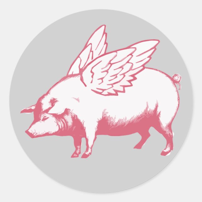 Wenn Schweine fliegen Runder Aufkleber (Vorderseite)
