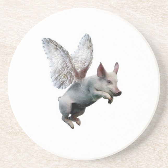 Wenn Schweine fliegen Sandstein Untersetzer (Vorne)
