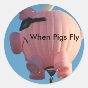 Wenn Schweine Fly Hot Air Ballon Aufkleber