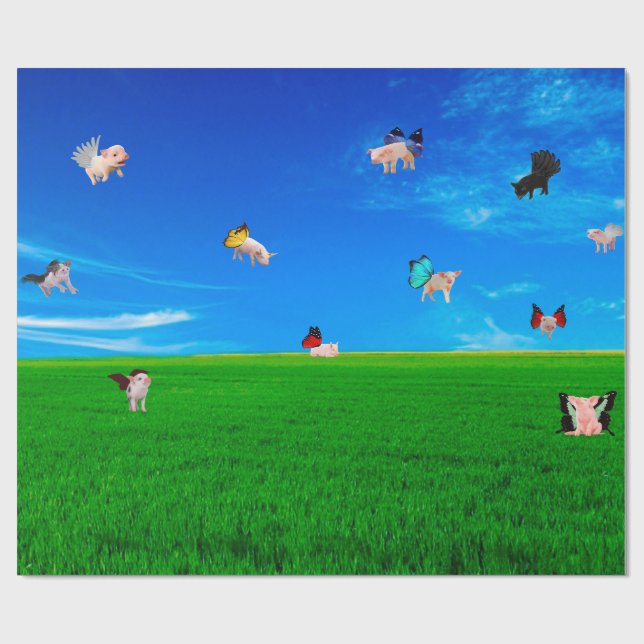 Wenn Schweine Fly Wrapping Papier Geschenkpapier (Flach)