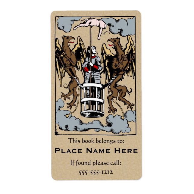 Wenn Schweine mittelalterliches Buchzeichen-Etiket (Vorne)