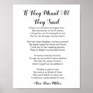Wenn sie alles Gedicht von Alice Duer Miller bedeu Poster