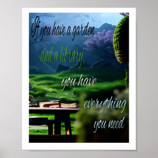 Wenn Sie einen Garten und eine Bibliothek haben, h Poster