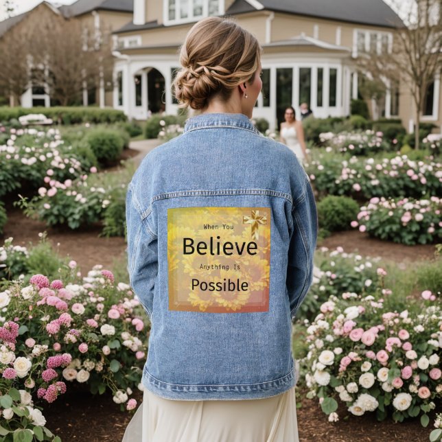Wenn Sie glauben, alles ist möglich Denim Jacket Jeansjacke (Hochzeit Rückseite)