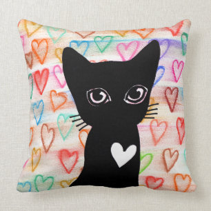 Wenn Sie schwarze Katzen der Liebe - Herzen für Kissen