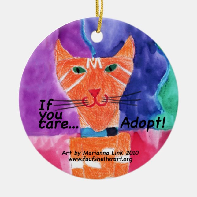 Wenn Sie sich interessieren….adoptieren Sie! Keramik Ornament (Vorne)