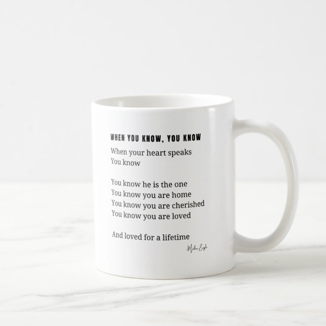 Wenn Sie wissen, Liebe Gedicht Kaffee Tasse schwar (Rechts)