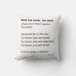 Wenn Sie wissen, spricht Ihr Herz Liebe Gedicht Kissen