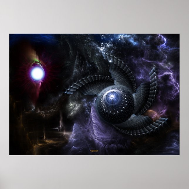 Wenn Universes Collide Fraktal Art Poster (Vorne)