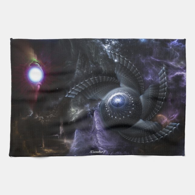Wenn Universes Collide Fraktal Kunst Küche Handtuc Geschirrtuch (Horizontal)