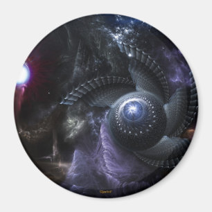 Wenn Università di Collide Fraktal Art Round Magne Magnet