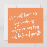 Wenn wir Orange aufgeschobene Hochzeitskarte umarm