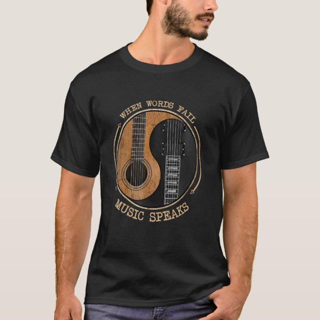 Wenn Worte Musik Versagt spricht Ying Yang Gitarre T-Shirt (Vorderseite)