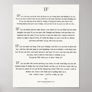 WENN Zitat durch Rudyard Kipling 1895 auf weißem Poster