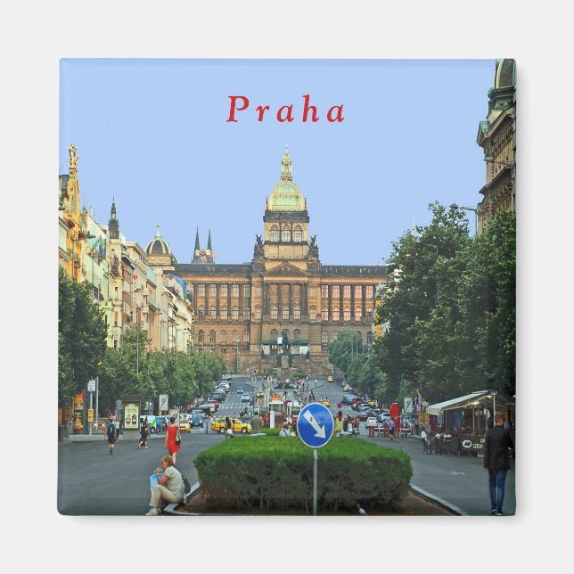 Wenzelsplatz und Nationalmuseum in Prag Magnet (Vorne)
