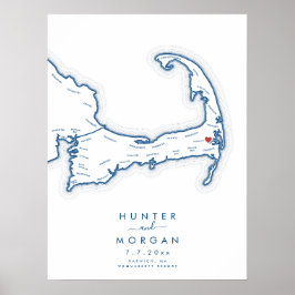Wequassett Hochzeit Cape Cod Navy Gästebuch Poster