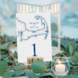 Wequassett Resort Cape Cod Harwich MA Wedding Tischnummer<br><div class="desc">Diese charmanten Tischnummern von Harwich, MA sind perfekt für Ihren Cape Cod Hochzeit in Urlaubsort Empfang im Wequassett Resort and Golf Club. Sie machen auch große Tischnummern für Proben-Dinner auf Cape Cod oder jedes andere große Party. Die handgezeichnete Karte von Cape Cod umfasst Barnstable, Bourne, Brewster, Buzzards Bay, Cataumet, Centerville,...</div>