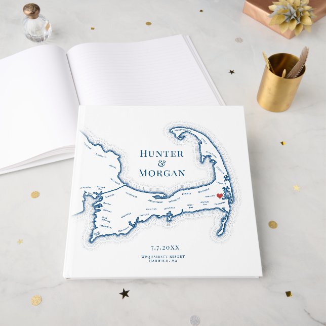 Wequassett Resort Cape Cod Map Wedding Gästebuch (Vorderseite offen)