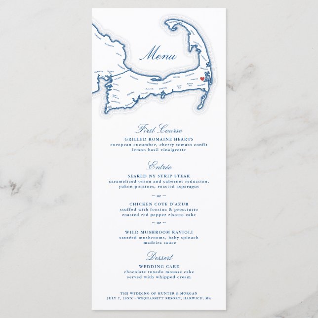 Wequassett Resort Harwich MA Wedding Menükarte (Vorderseite)