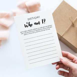 Wer bin ich? Game Birthday Party Card Einladung