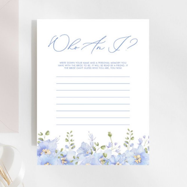 Wer bin ich trostlos Blue Floral Brautparty Game (Von Creator hochgeladen)