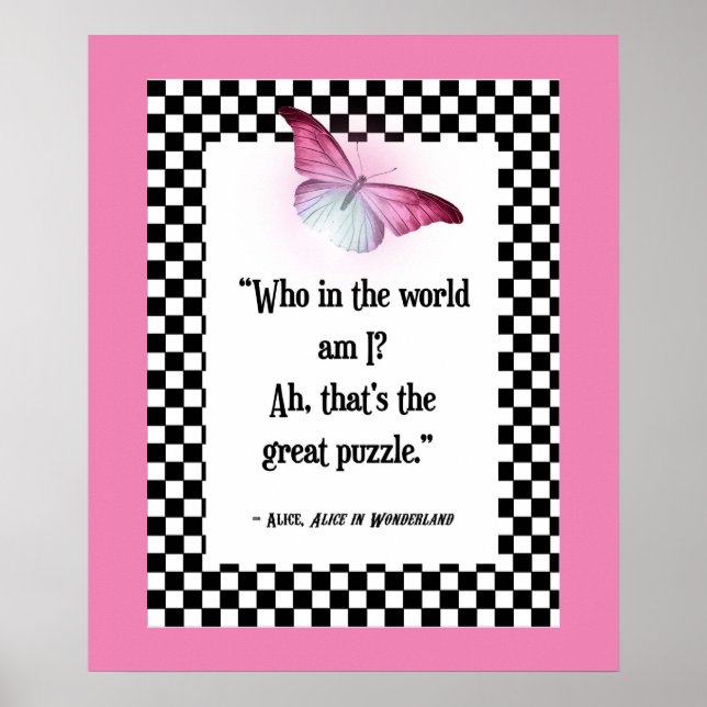 Wer bin ich? Wonderland Alice Zitat Poster (Vorne)