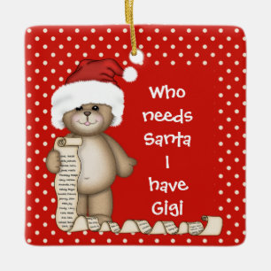 Wer braucht den Weihnachtsmann? Gigi Christmas Orn Keramikornament