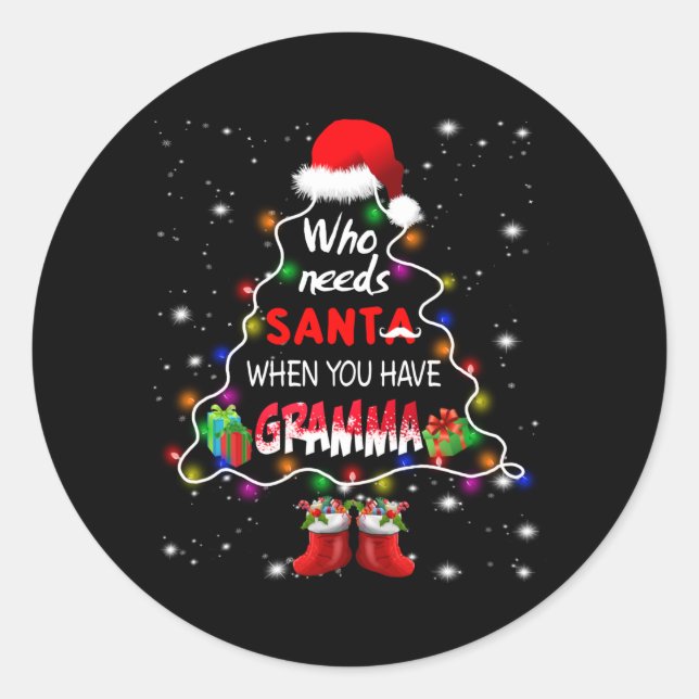 Wer braucht Santa, wenn man Grammatik hat Runder Aufkleber (Vorderseite)