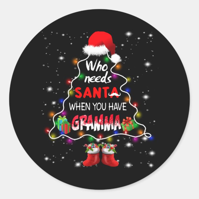 Wer braucht Santa, wenn man Grammatik hat Runder Aufkleber (Vorderseite)