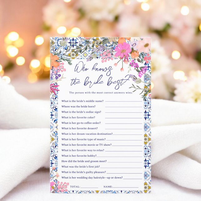 Wer das beste italienische Brautparty kennt (Who know the bride best italian bridal shower game)