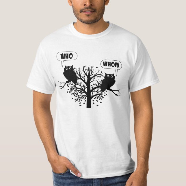 Wer das Grammatik-Spaß-Eulen T-Shirt (Vorderseite)