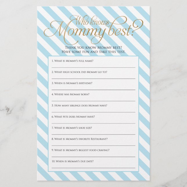Wer das Mama Best Baby Shower Game kennt Flyer (Vorne)