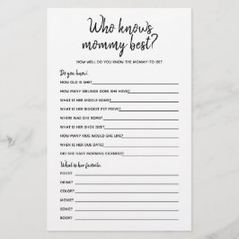 Wer das Mama Best Minimalistisch Baby Shower Game 