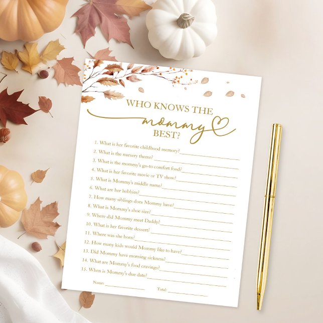Wer das Mommy Best Fall Baby Shower Game kennt Einladung (Von Creator hochgeladen)