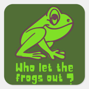 WER DIE FROGS AUS lustigem Froschpuff LIESS Quadratischer Aufkleber