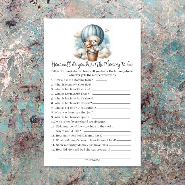 Wer die Mama Best Baby Shower Game Card kennt Briefpapier (Von Creator hochgeladen)