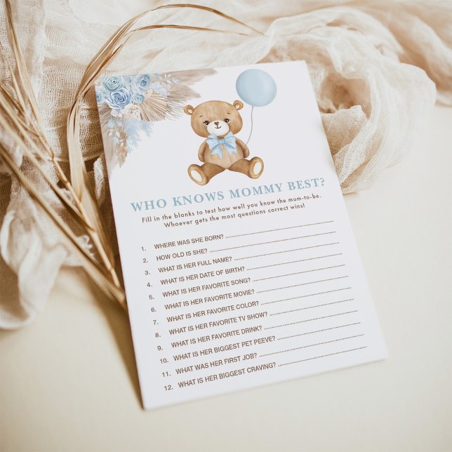 Wer die Mama Best Baby Shower Game Card kennt Einladung (Von Creator hochgeladen)