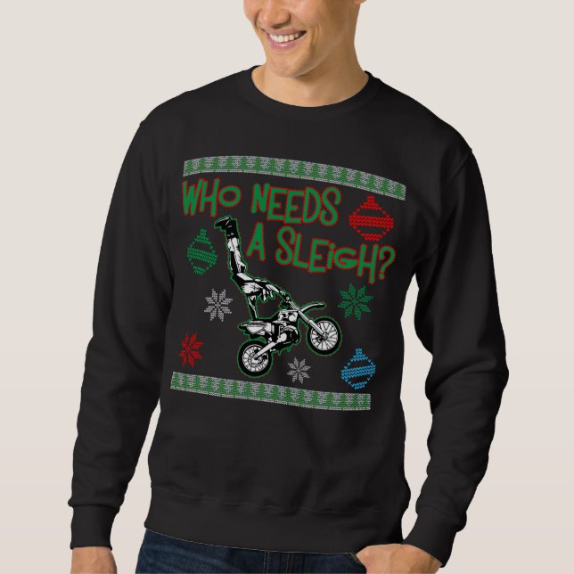 Wer eine Pferdeschlitten Dirtbike Sweatshirt (Vorderseite)