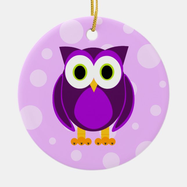 Wer? Frau Purple Owl Keramikornament (Vorne)