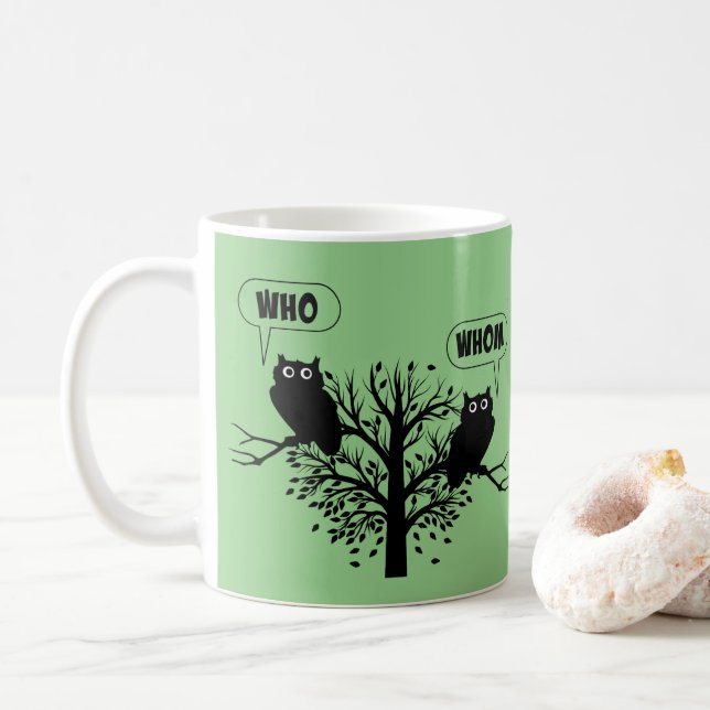 Wer Grammar Owls English Style Spaß Kaffeetasse (Mit Donut)