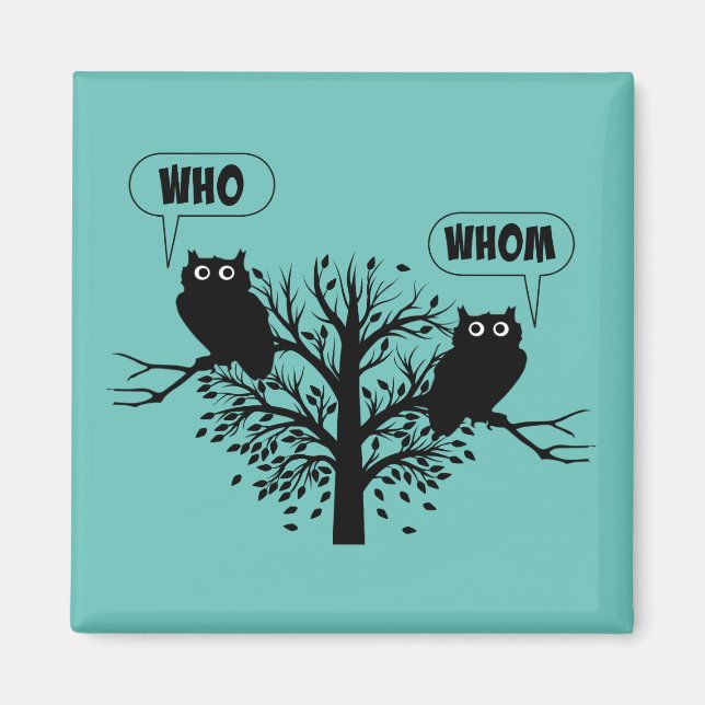 Wer Grammar Owls English Style Spaß Magnet (Vorne)