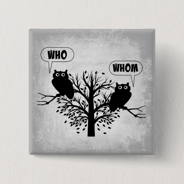 Wer Grammar Spaß Owls Button (Vorderseite)