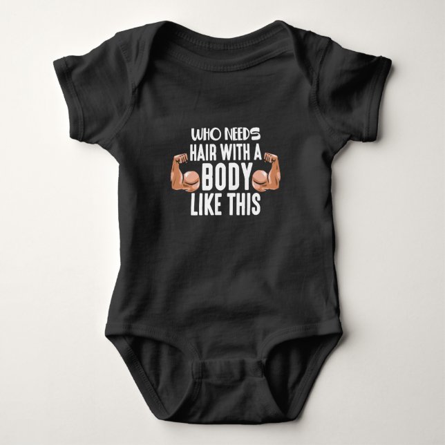Wer Haare mit einem Körper wie diesem Weightlifter Baby Strampler (Vorderseite)