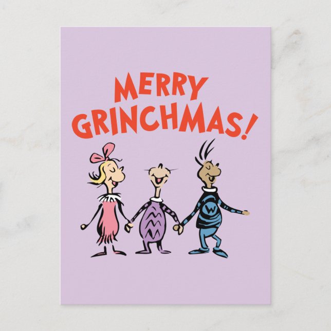 Wer hält Händchen Frohe Grinch Weihnachten Postkarte (Vorderseite)