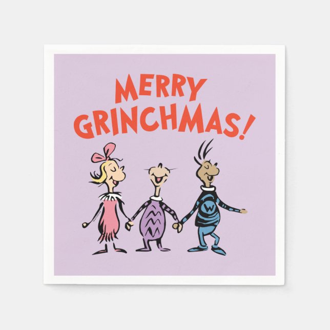 Wer hält Händchen Frohe Grinch Weihnachten Serviette (Vorderseite)