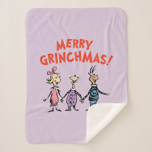 Wer hält Händchen Frohe Grinch Weihnachten Sherpadecke (Vorderseite)