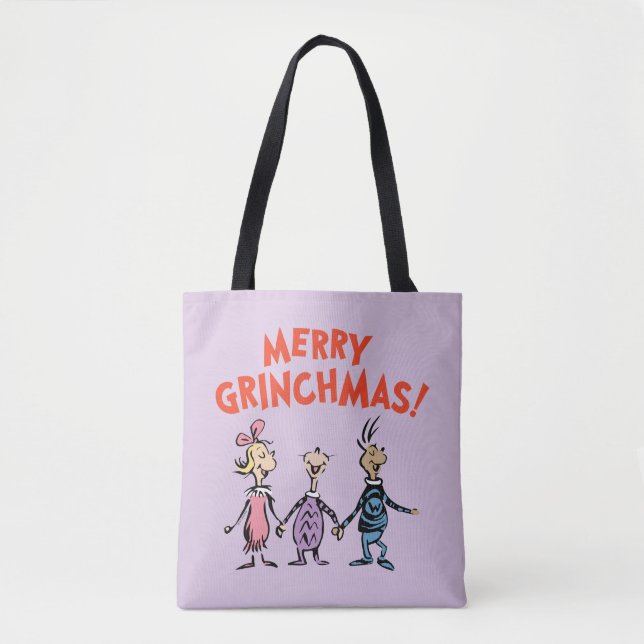 Wer hält Händchen Frohe Grinch Weihnachten Tasche (Vorderseite)